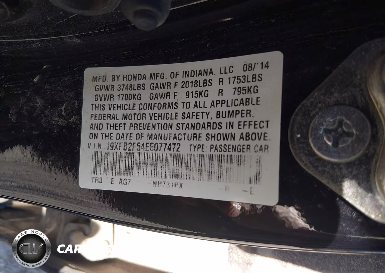 2014 Honda Civic Lx VIN:19XFB2F54EE077472 - 9