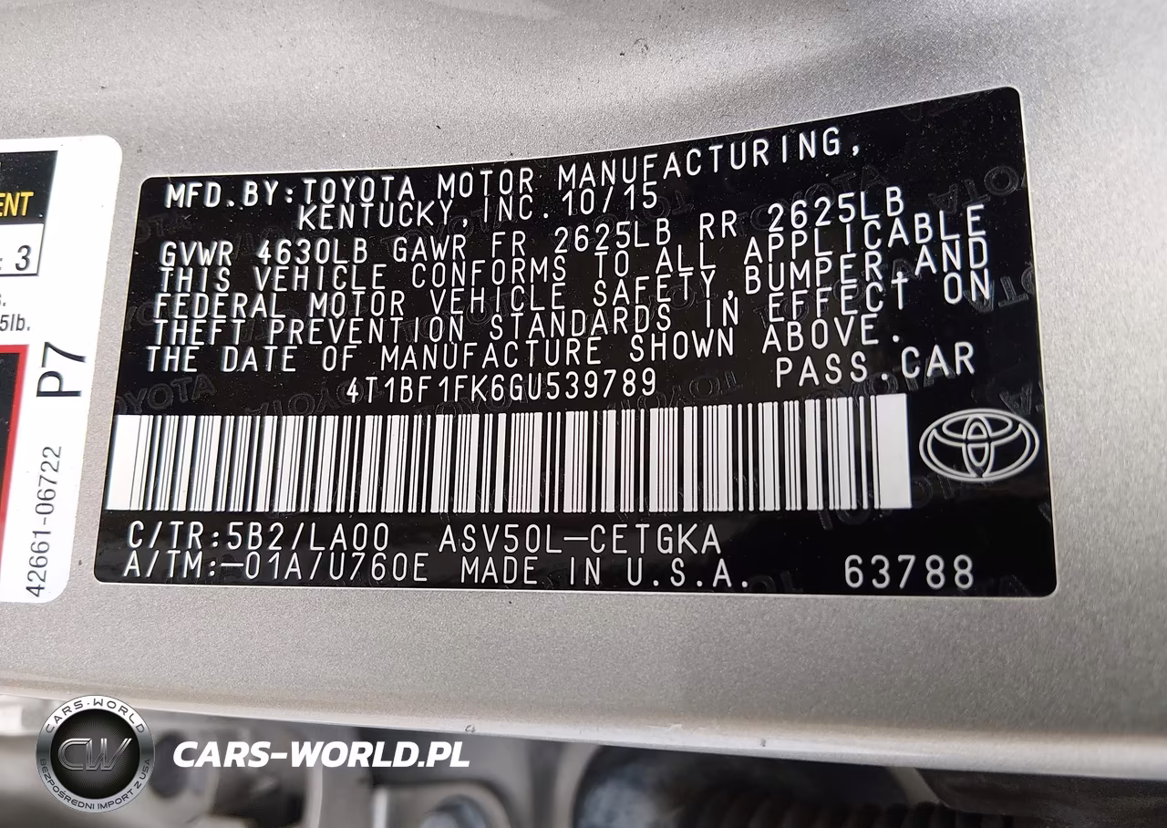 2016 Toyota Camry Xle VIN:4T1BF1FK6GU539789 - 9