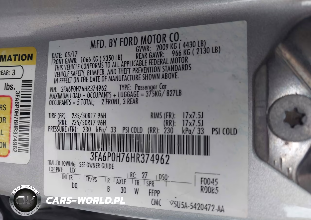 2017 Ford Fusion Se VIN:3FA6P0H76HR374962 - 9