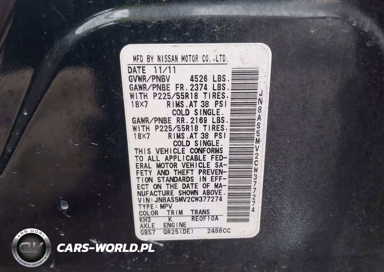 2012 Nissan Rogue Sv W-Sl Pkg VIN:JN8AS5MV2CW377274 - 9