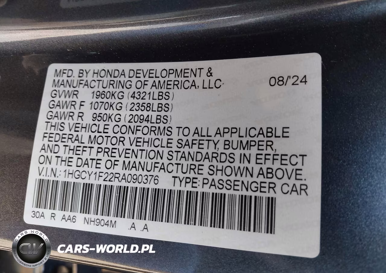 2024 Honda Accord Lx VIN:1HGCY1F22RA090376 - 9