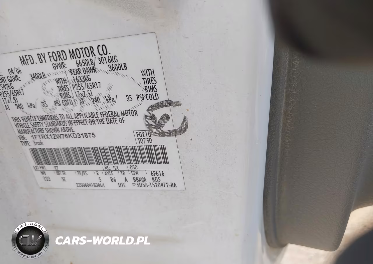 2006 Ford F-150 Stx-Xl-Xlt VIN:1FTRX12W76KD31875 - 9