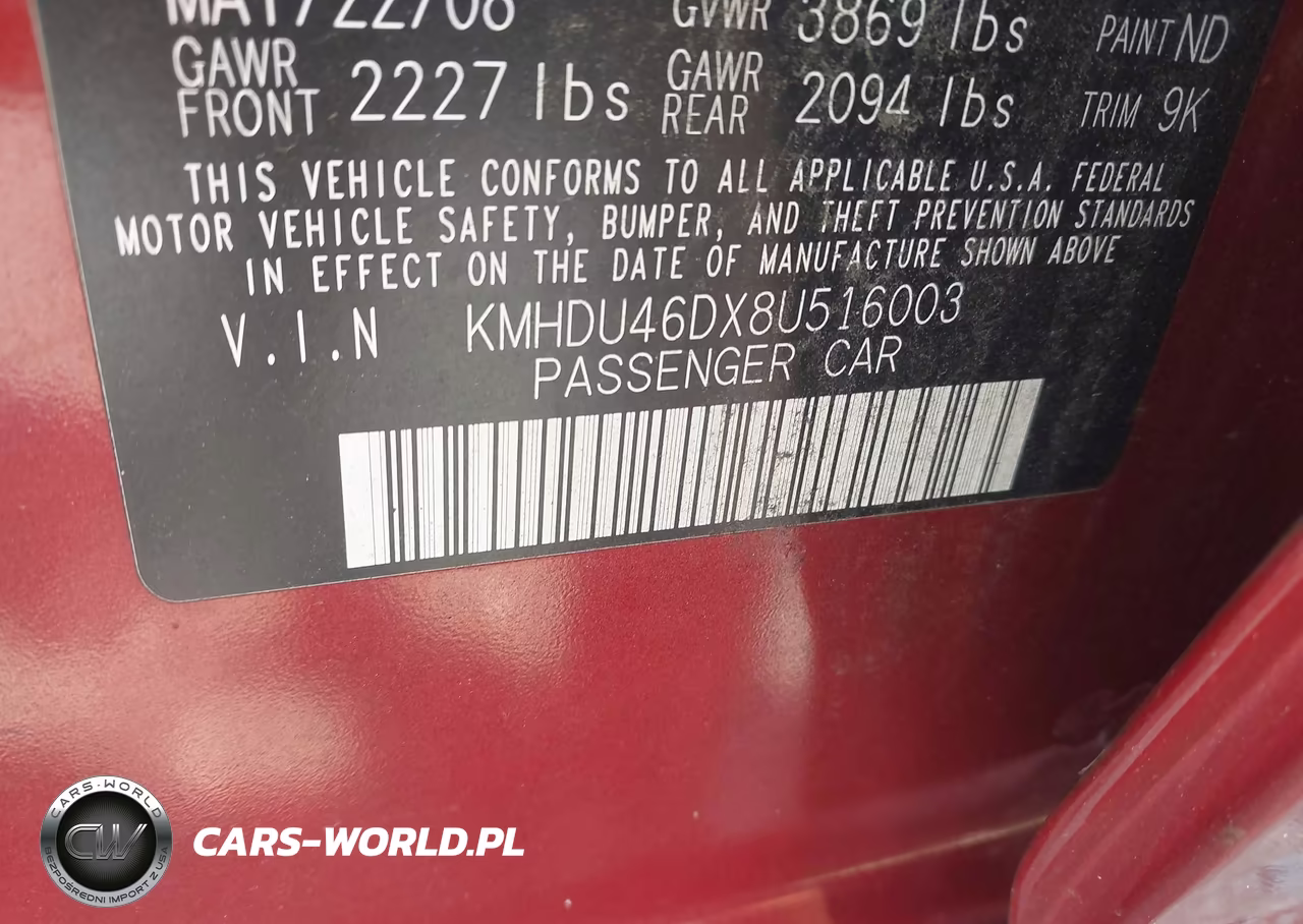 2008 Hyundai Elantra Gls-Se VIN:KMHDU46DX8U516003 - 9