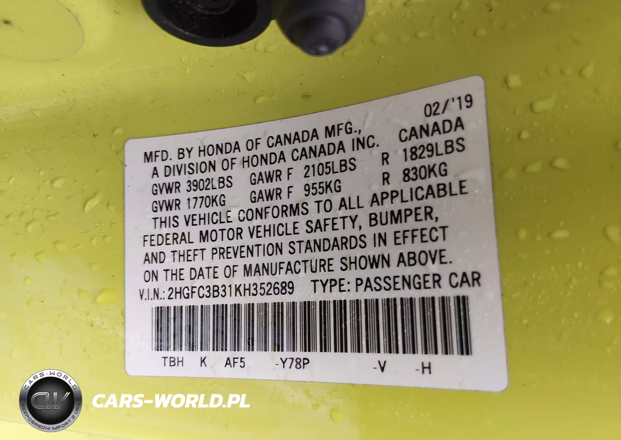 2019 Honda Civic Ex VIN:2HGFC3B31KH352689 - 9