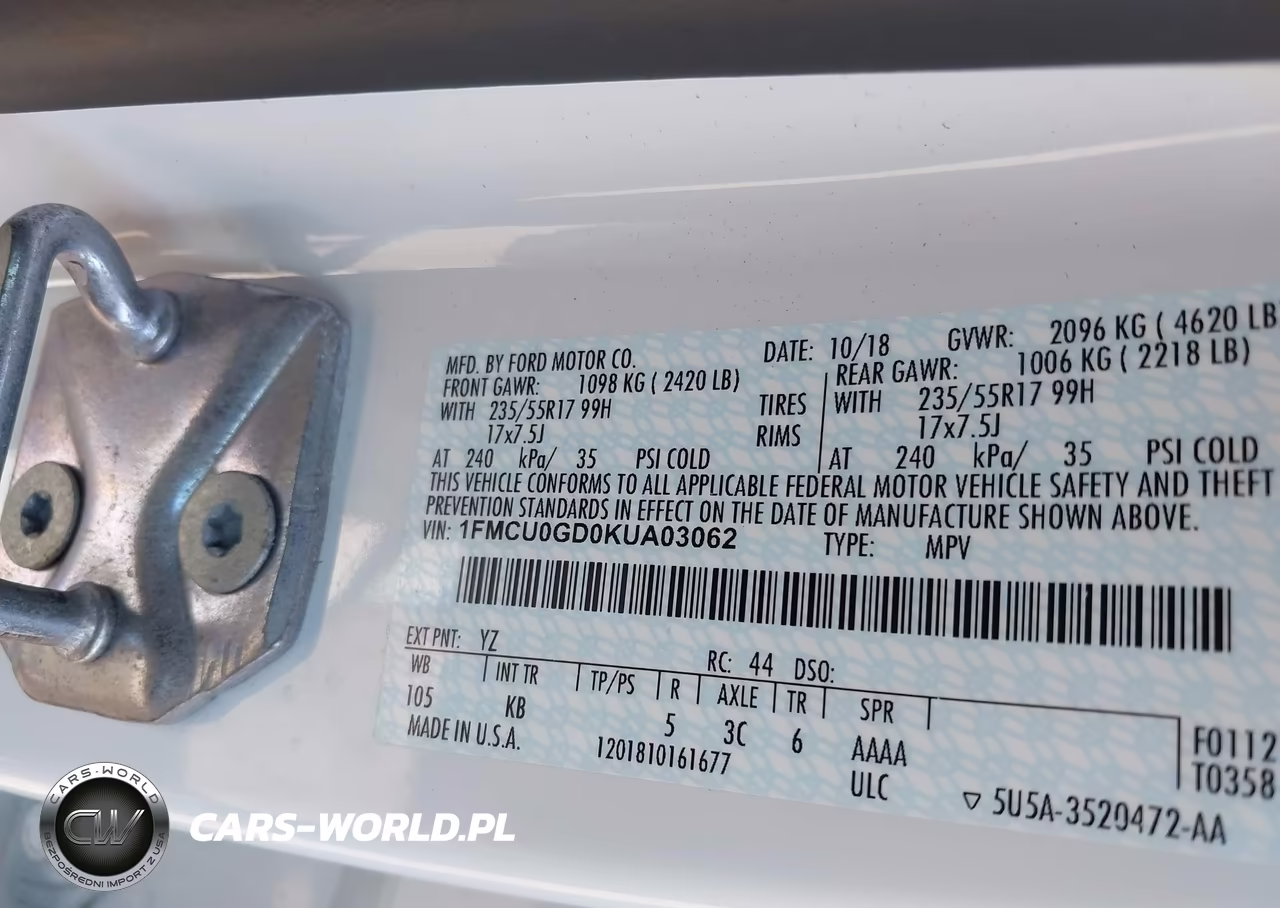 2019 Ford Escape Se VIN:1FMCU0GD0KUA03062 - 9