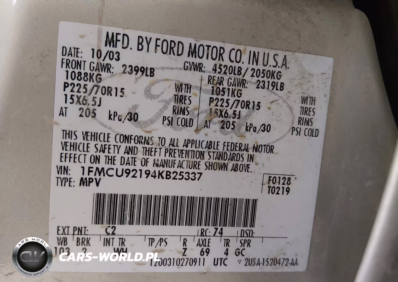2004 Ford Escape Xls VIN:1FMCU92194KB25337 - 9