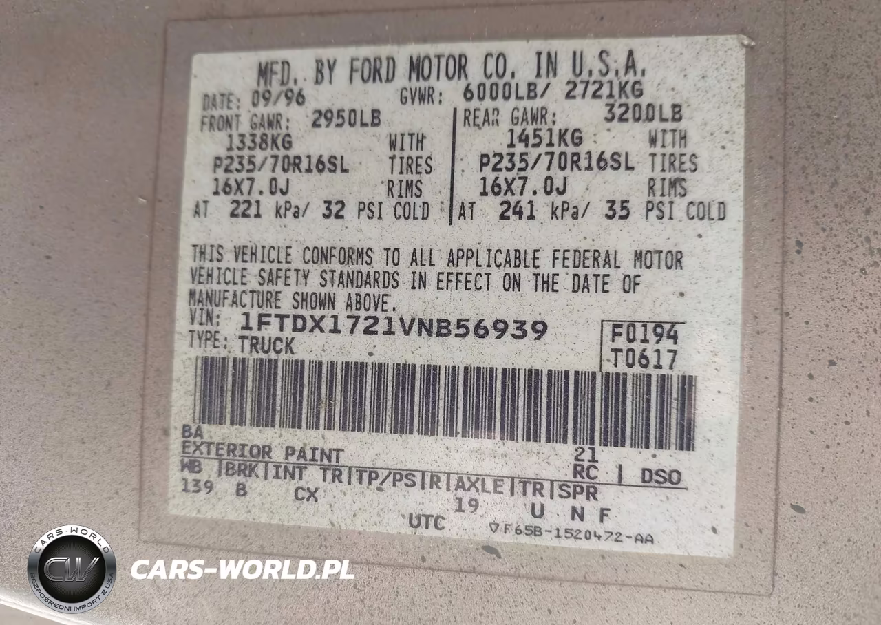 1997 Ford F-150 Standard Standard-Xl-Xlt VIN:1FTDX1721VNB56939 - 9