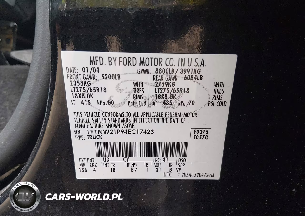 2004 Ford F-250 Lariat-Xl-Xlt VIN:1FTNW21P94EC17423 - 9