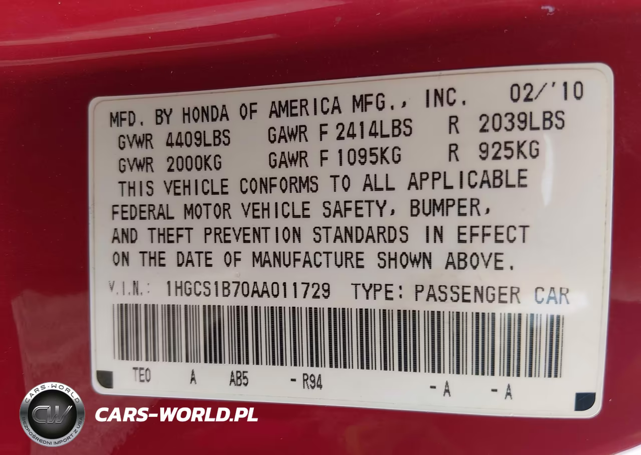 2010 Honda Accord 2.4 Ex VIN:1HGCS1B70AA011729 - 9