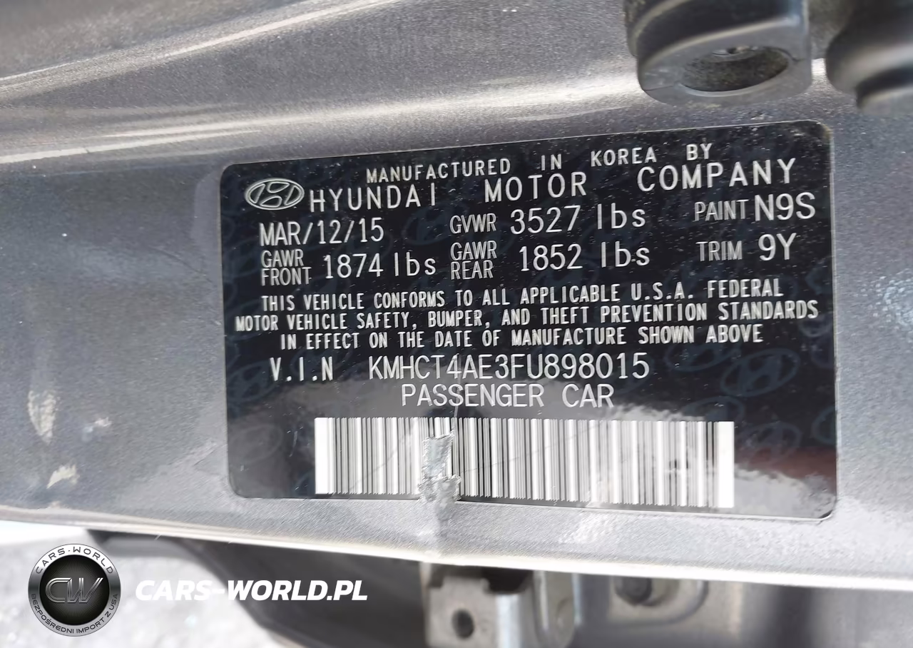 2015 Hyundai Accent Gls VIN:KMHCT4AE3FU898015 - 9