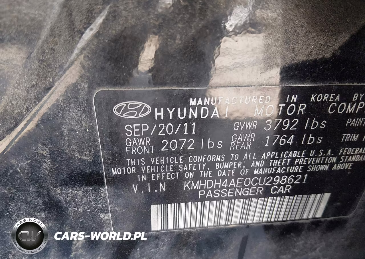 2012 Hyundai Elantra Gls (Ulsan Plant) VIN:KMHDH4AE0CU298621 - 9