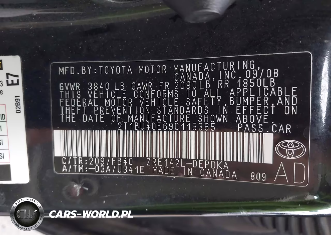 2009 Toyota Corolla Le VIN:2T1BU40E69C115365 - 9