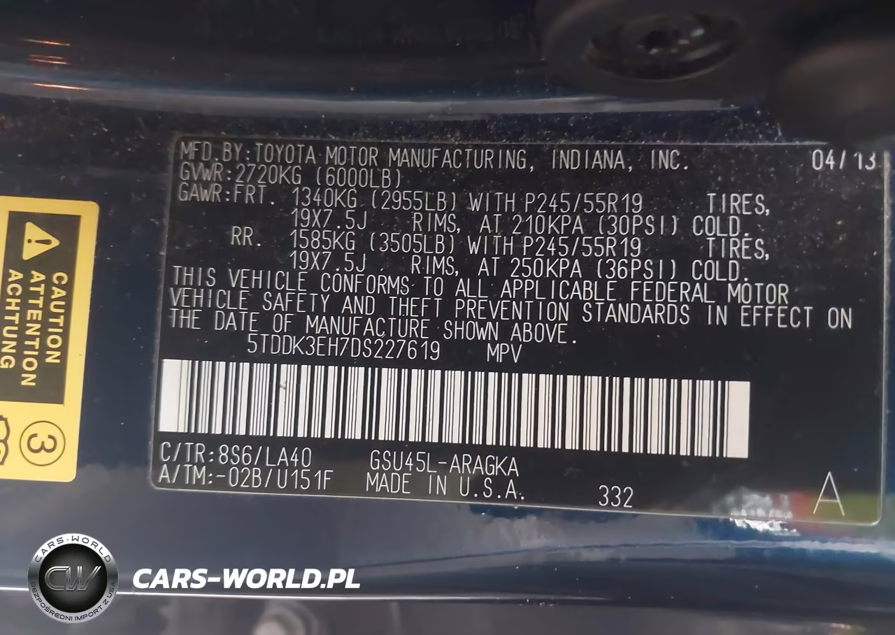 2013 Toyota Highlander Limited V6 VIN:5TDDK3EH7DS227619 - 9