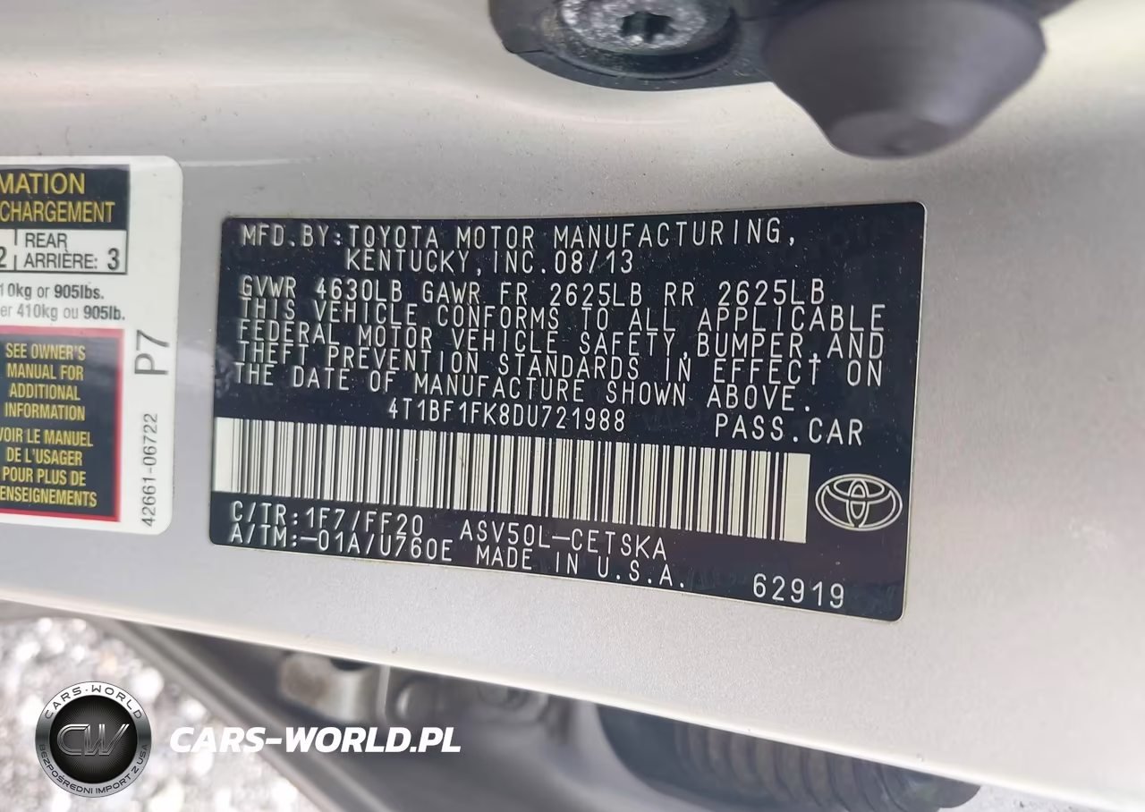 2013 Toyota Camry Se VIN:4T1BF1FK8DU721988 - 9