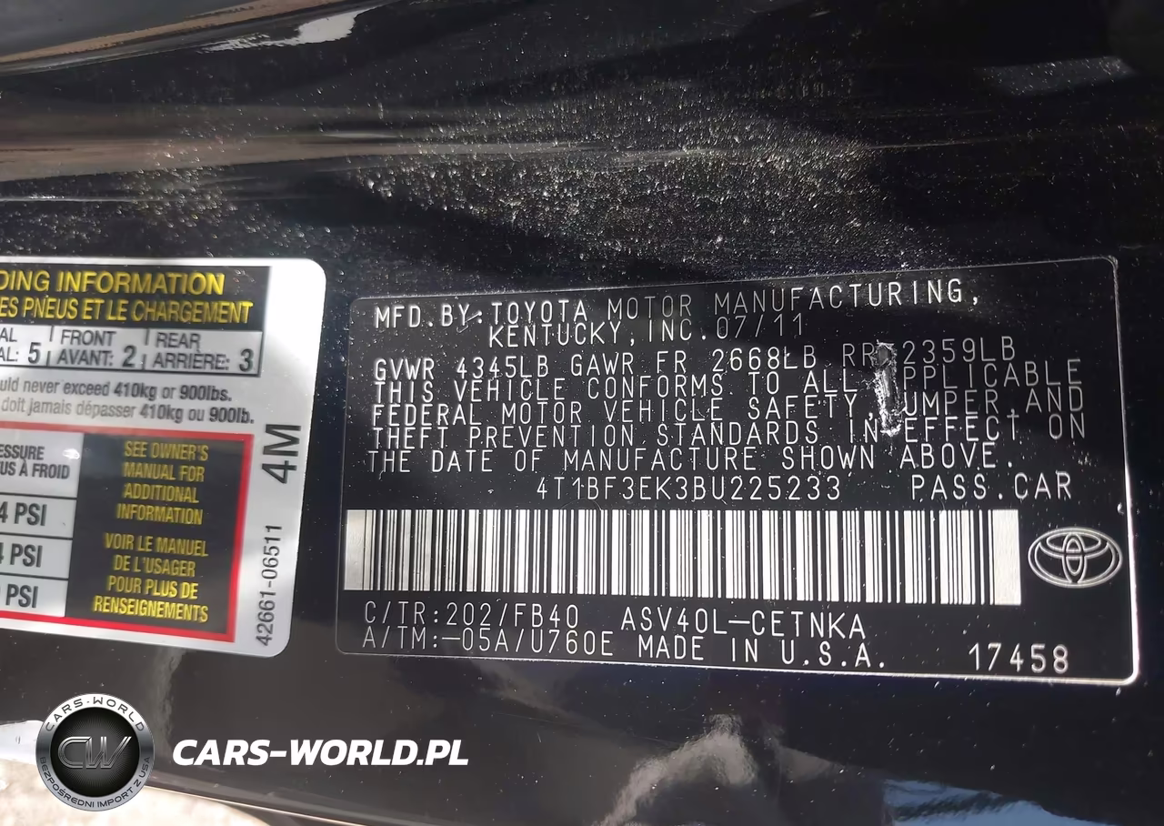 2011 Toyota Camry VIN:4T1BF3EK3BU225233 - 9