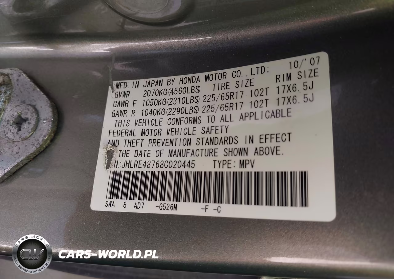 2008 Honda Cr-V Ex-L VIN:JHLRE48768C020445 - 9