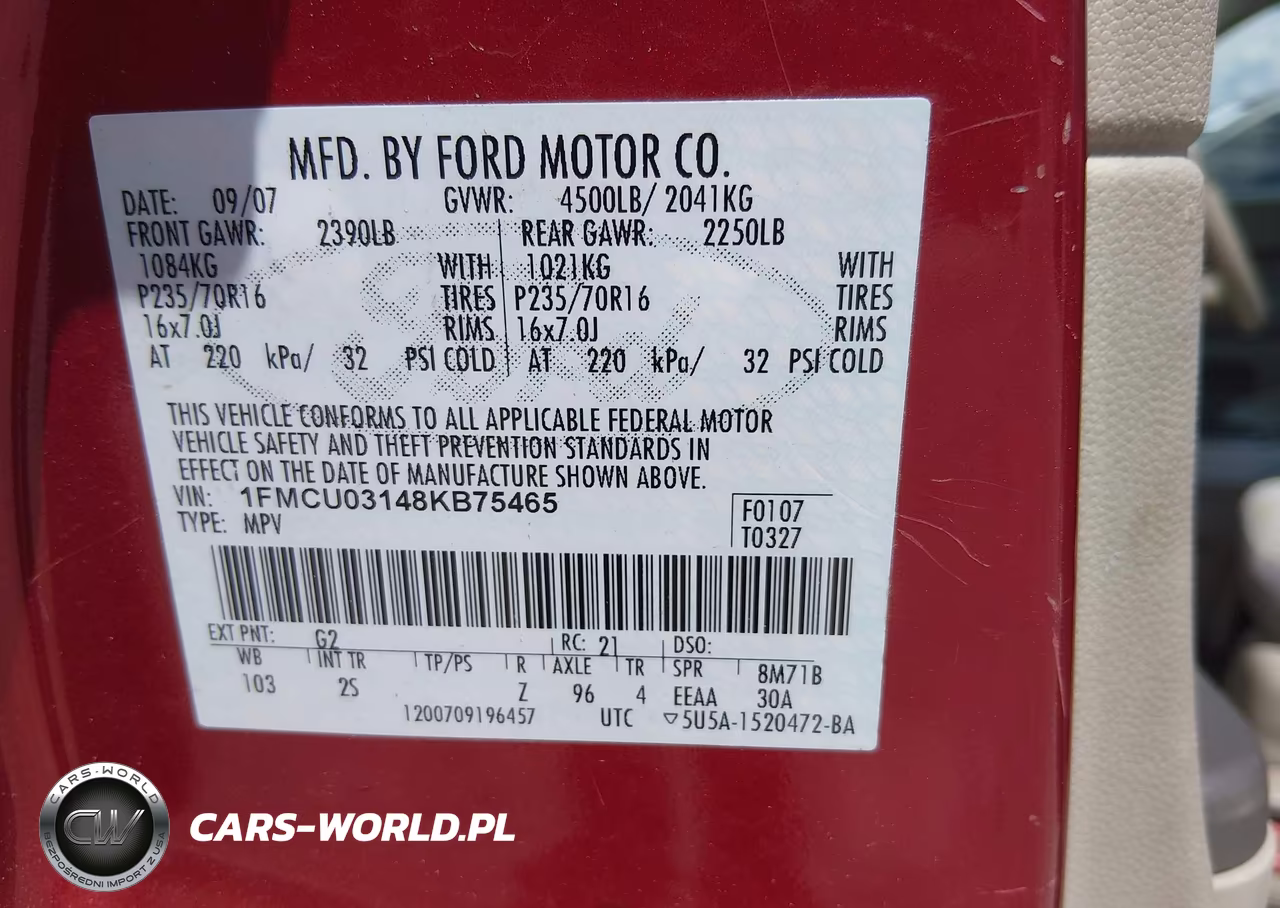 2008 Ford Escape Xlt VIN:1FMCU03148KB75465 - 9