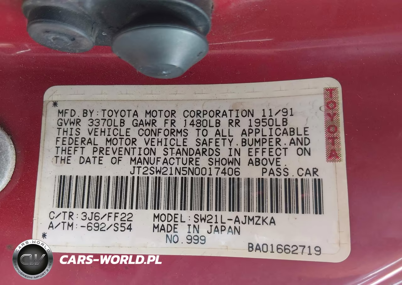 1992 Toyota Mr2 Sport Roof VIN:JT2SW21N5N0017406 - 9