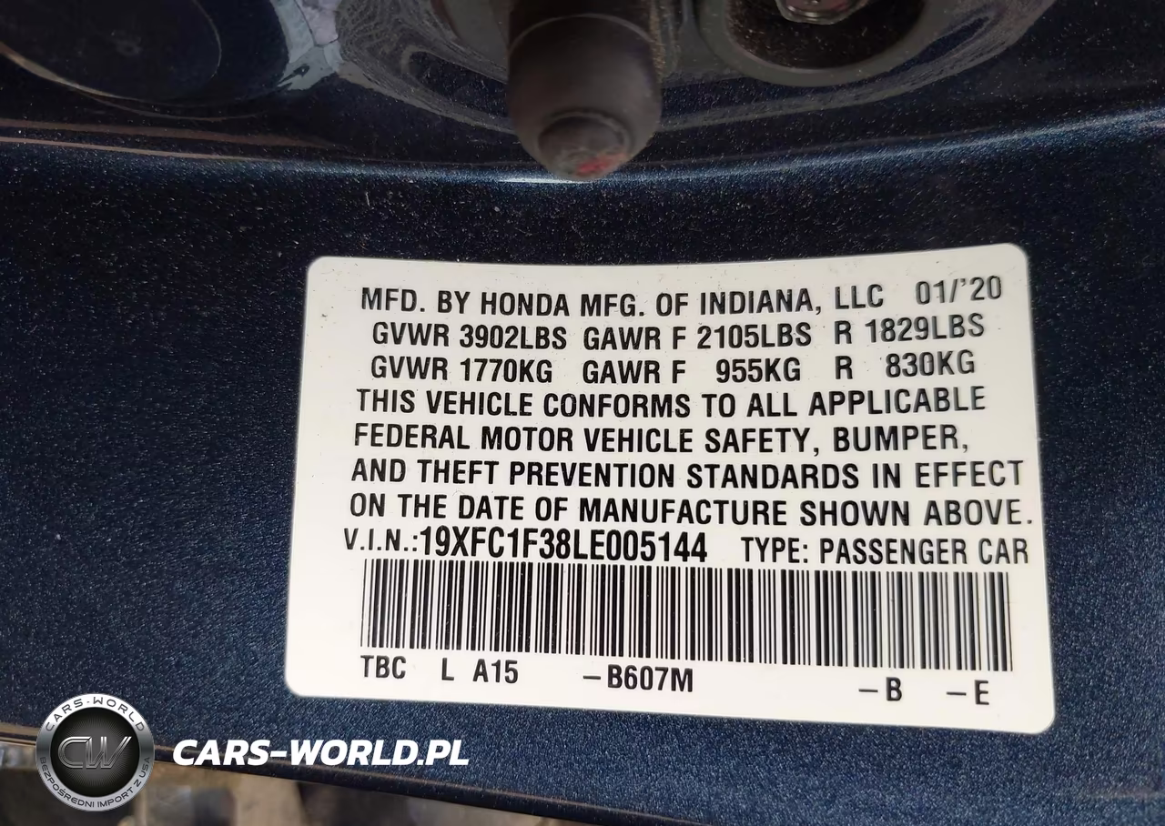 2020 Honda Civic Ex VIN:19XFC1F38LE005144 - 9
