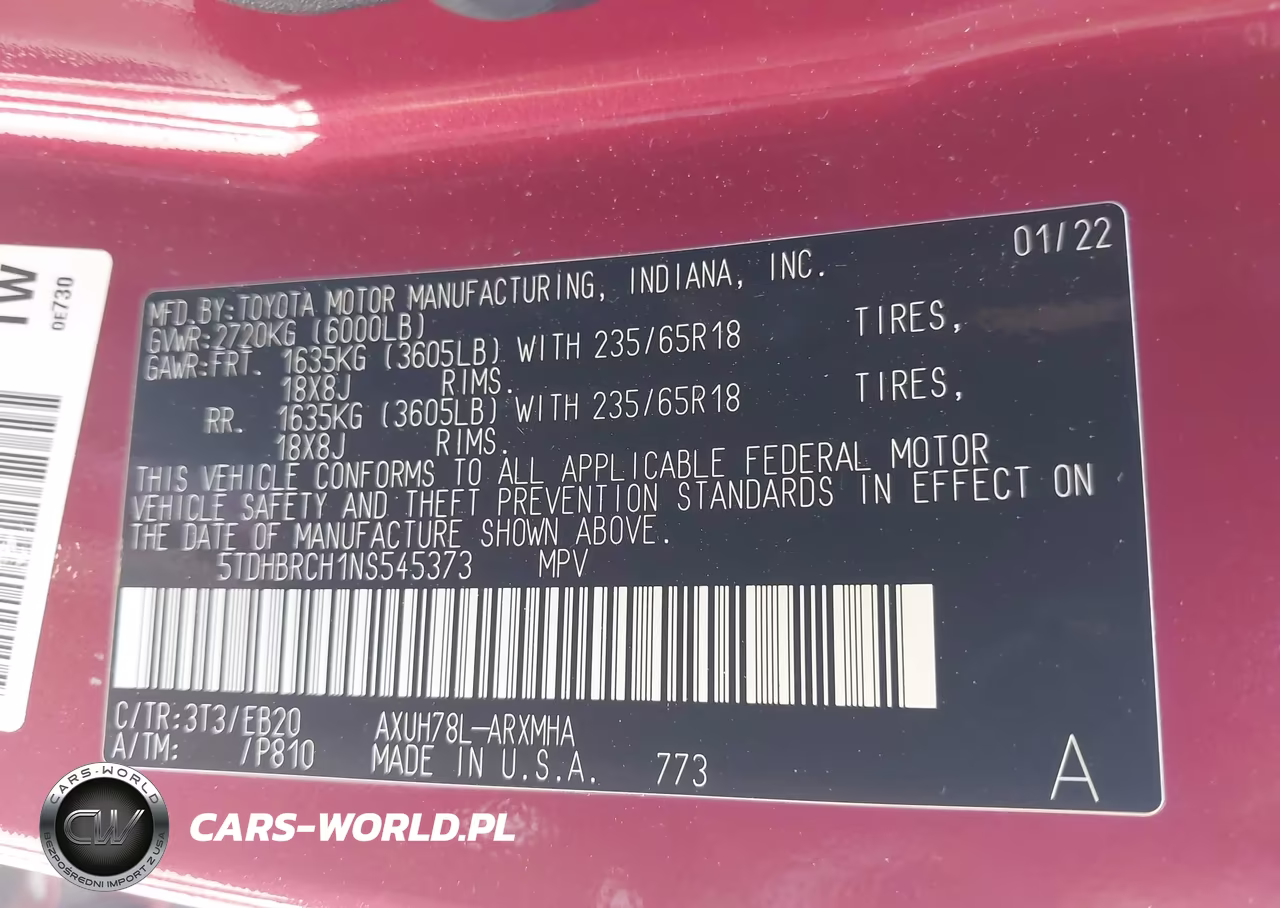2022 Toyota Highlander Hybrid Xle VIN:5TDHBRCH1NS545373 - 9