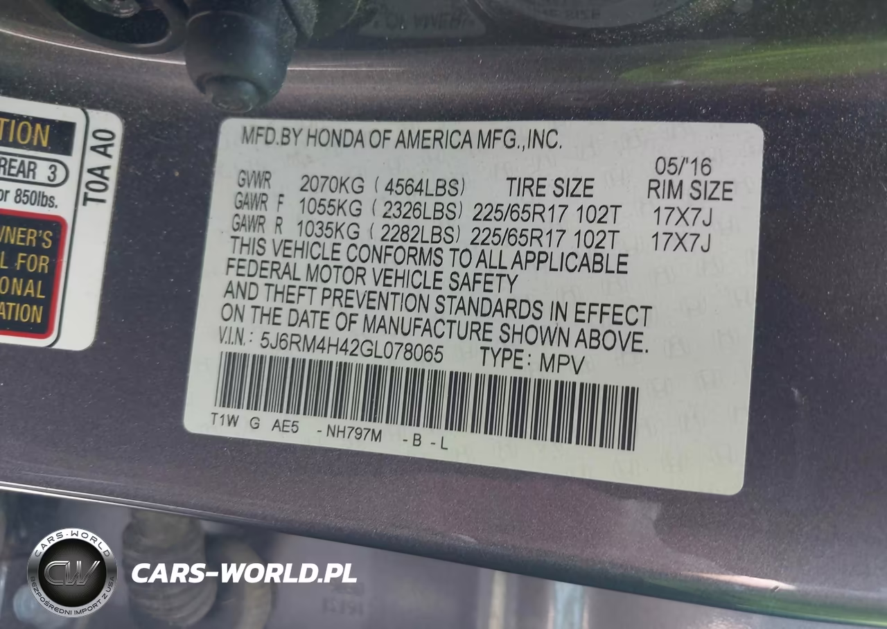 2016 Honda Cr-V Se VIN:5J6RM4H42GL078065 - 9