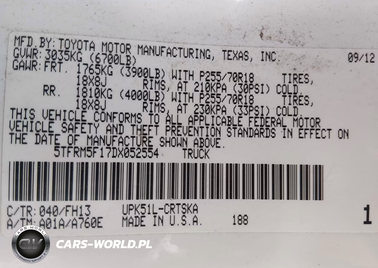 2013 Toyota Tundra Grade 4.6L V8 VIN:5TFRM5F17DX052554 - 9