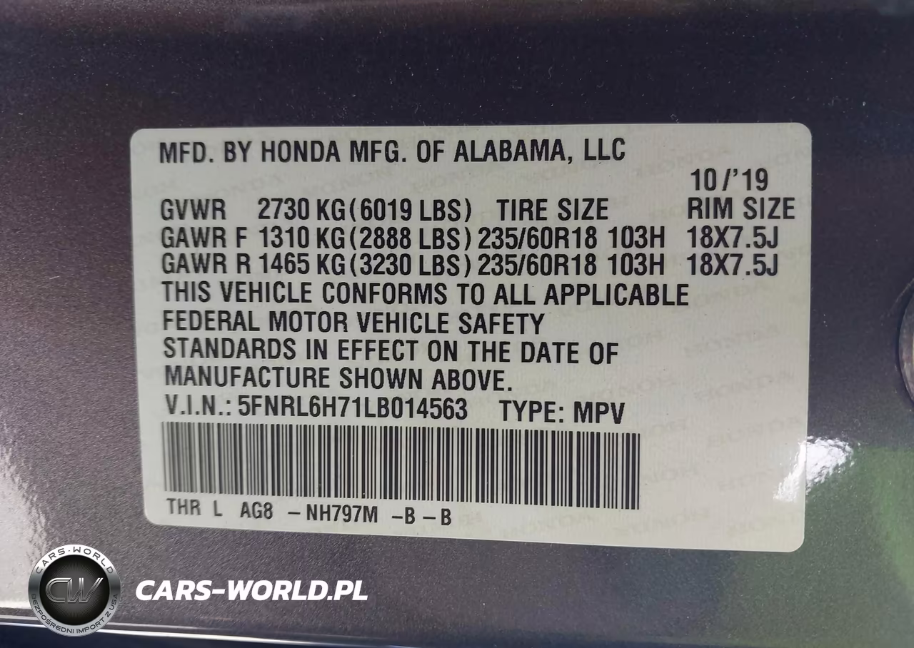 2020 Honda Odyssey Ex-L-Ex-L W-Navi Res VIN:5FNRL6H71LB014563 - 9