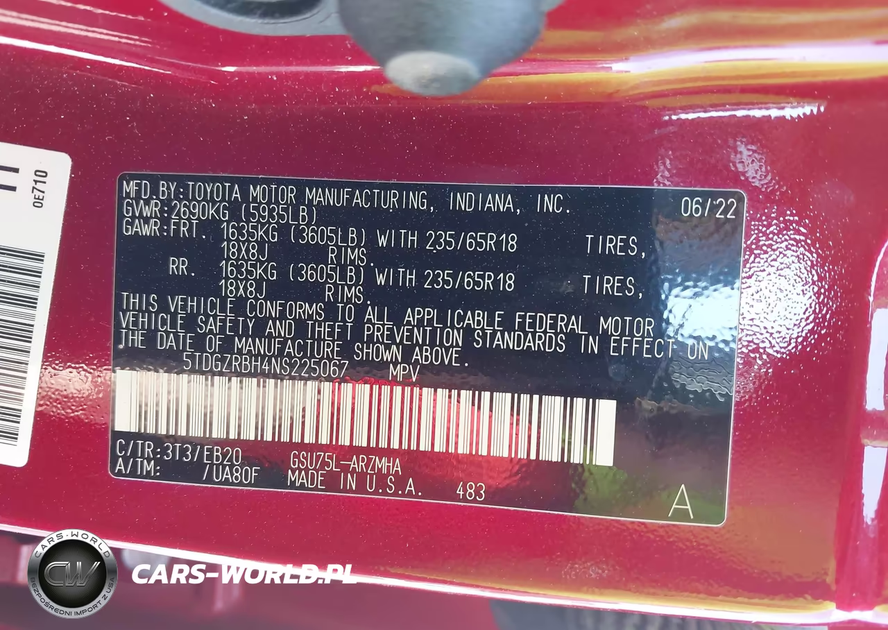2022 Toyota Highlander Xle VIN:5TDGZRBH4NS225067 - 9