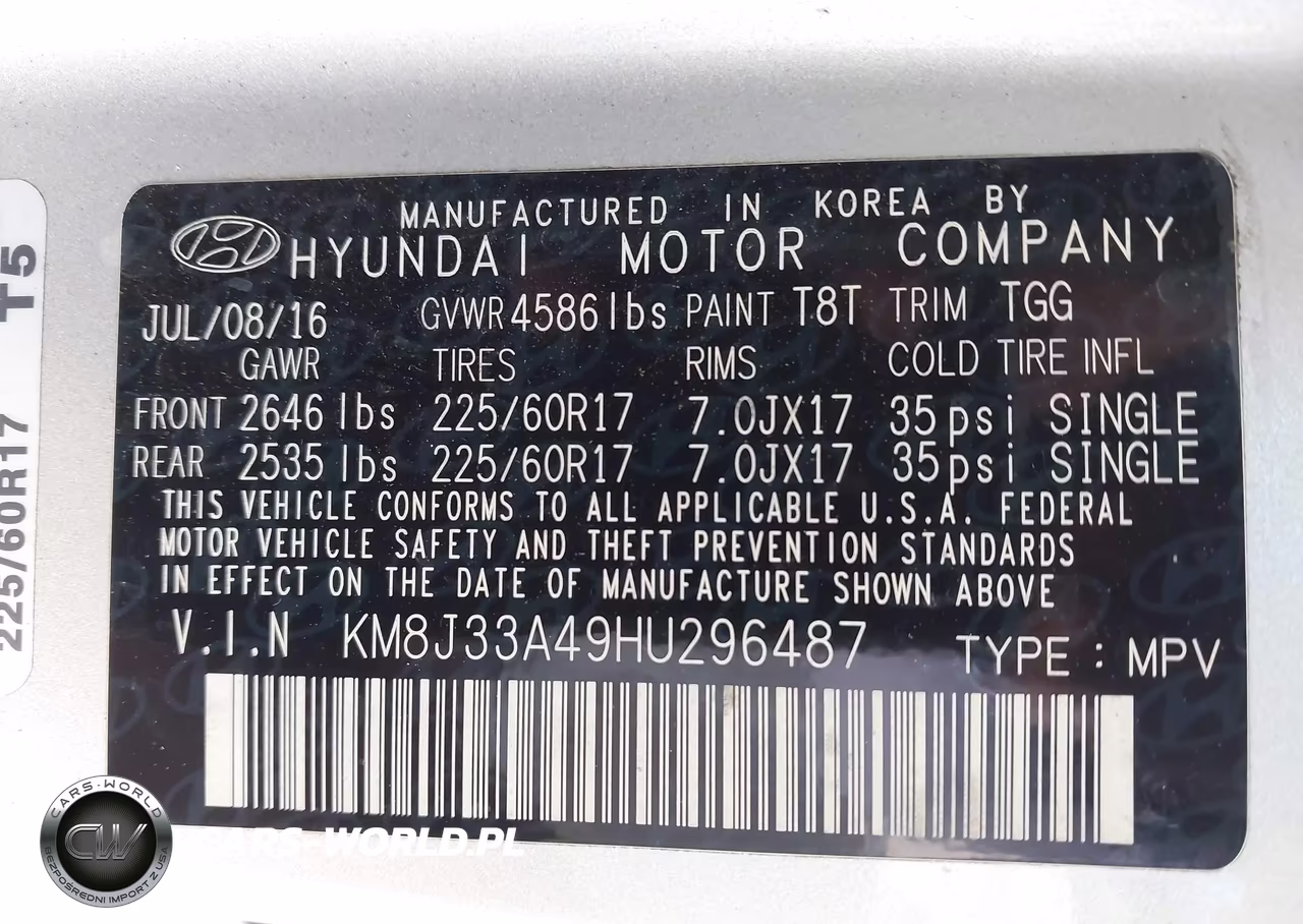 2017 Hyundai Tucson Se VIN:KM8J33A49HU296487 - 9