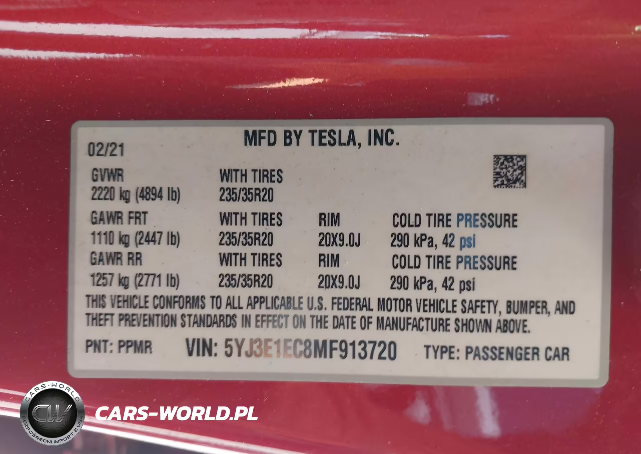 2021 Tesla Model 3 Performance Dual Motor All-Wheel Drive VIN:5YJ3E1EC8MF913720 - 9