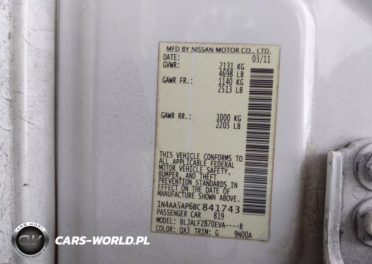2011 Nissan Maxima 3.5 Sv VIN:1N4AA5AP6BC841743 - 9
