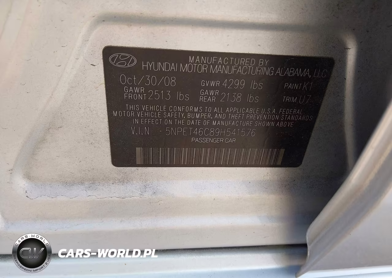 2009 Hyundai Sonata Gls VIN:5NPET46C89H541576 - 9