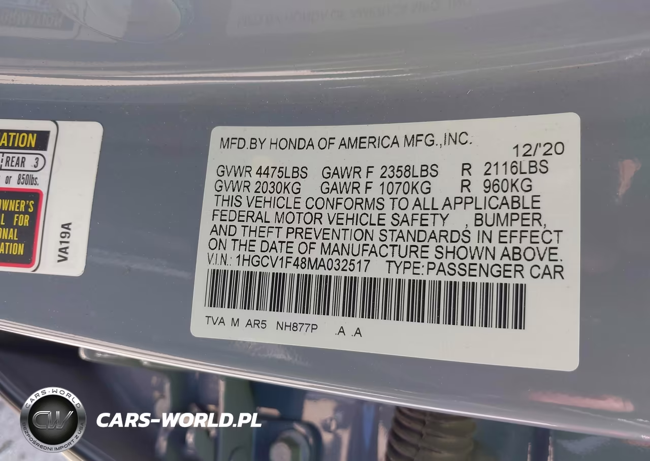 2021 Honda Accord Sport Special Edition VIN:1HGCV1F48MA032517 - 9