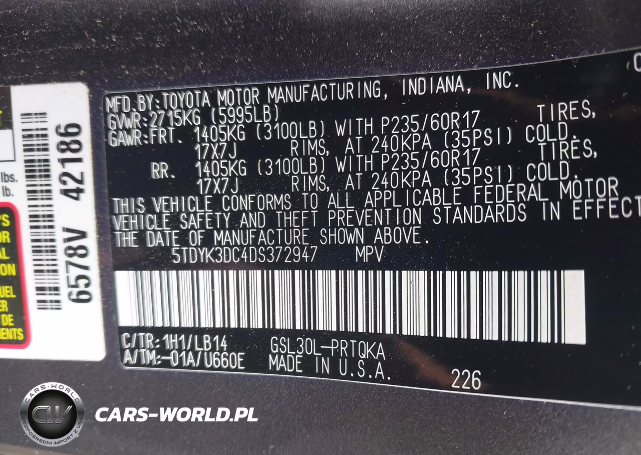 2013 Toyota Sienna Xle V6 8 Passenger VIN:5TDYK3DC4DS372947 - 9