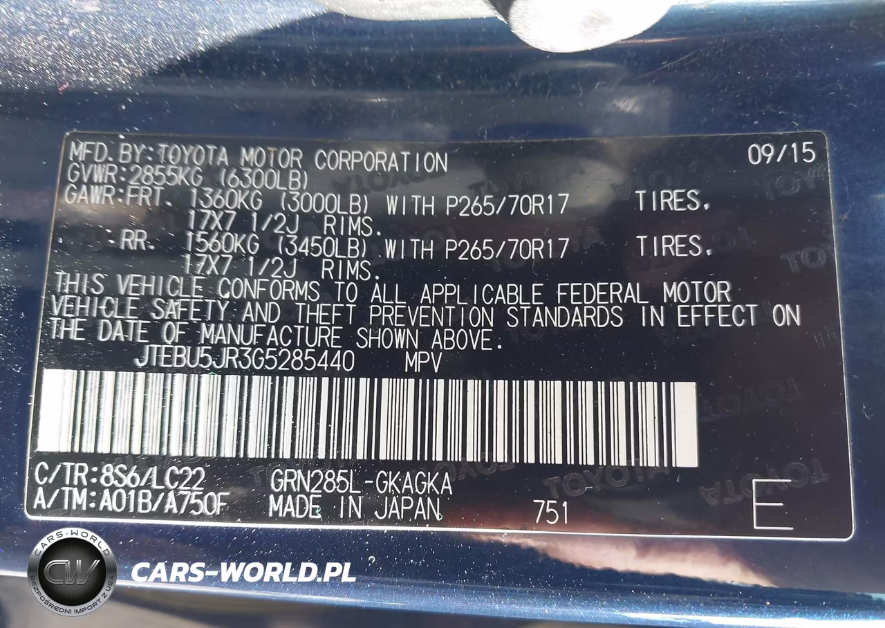 2016 Toyota 4Runner Trail Premium VIN:JTEBU5JR3G5285440 - 9