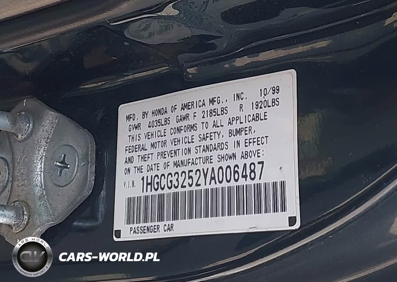 2000 Honda Accord 2.3 Ex VIN:1HGCG3252YA006487 - 9