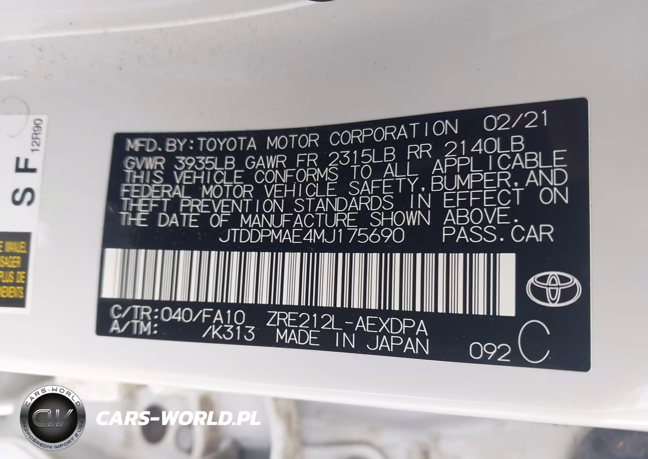2021 Toyota Corolla L VIN:JTDDPMAE4MJ175690 - 9
