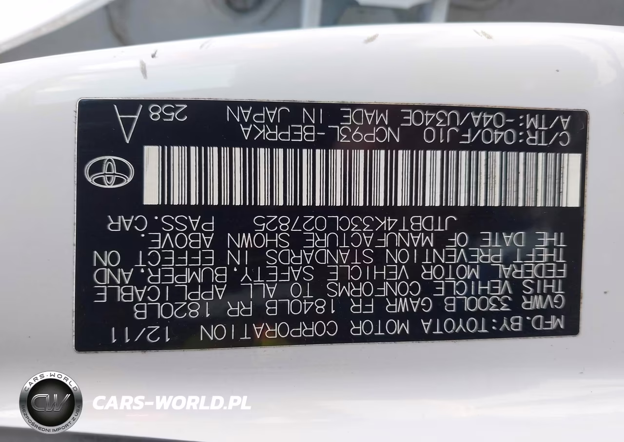 2012 Toyota Yaris VIN:JTDBT4K33CL027825 - 9
