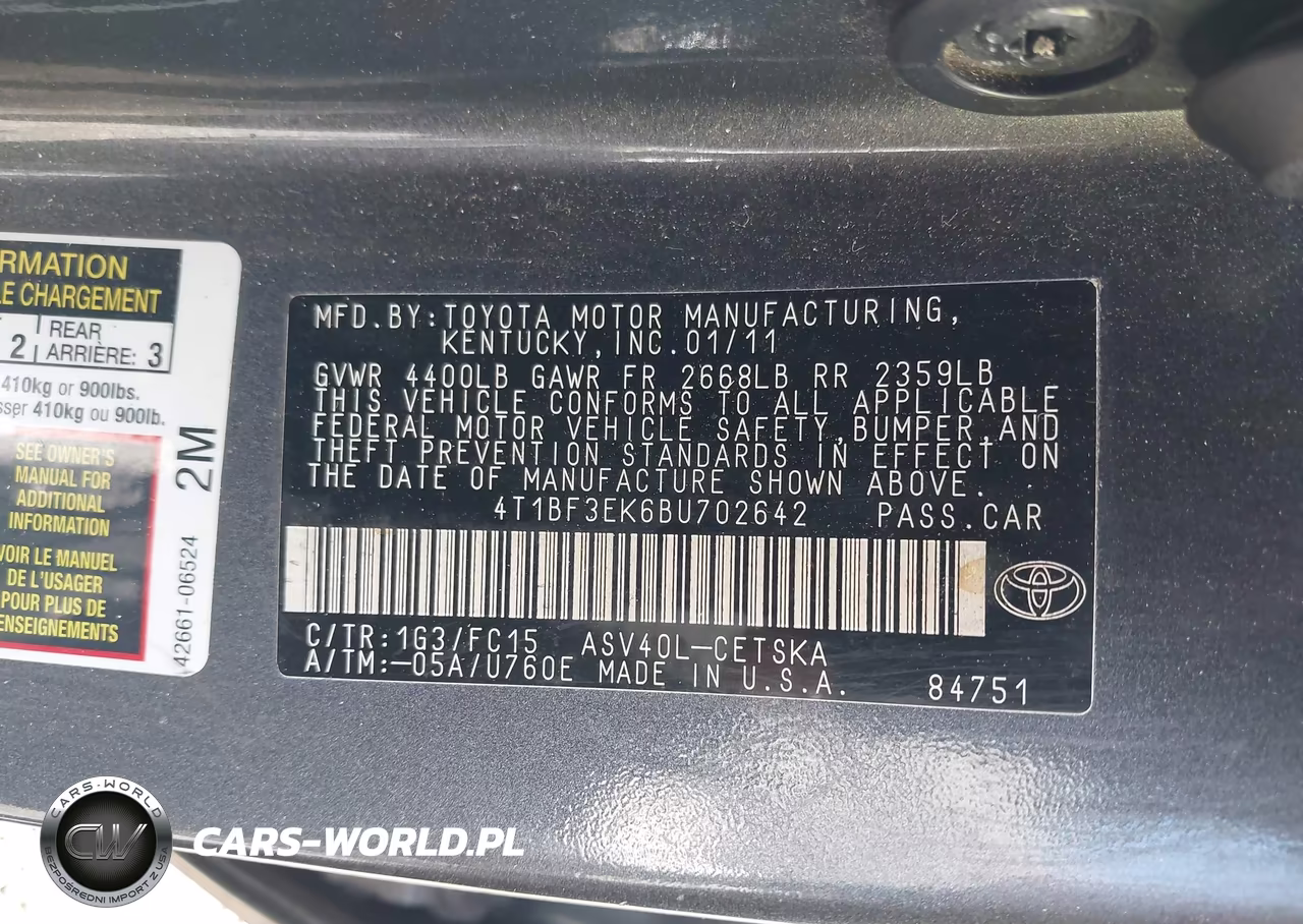 2011 Toyota Camry Se VIN:4T1BF3EK6BU702642 - 9