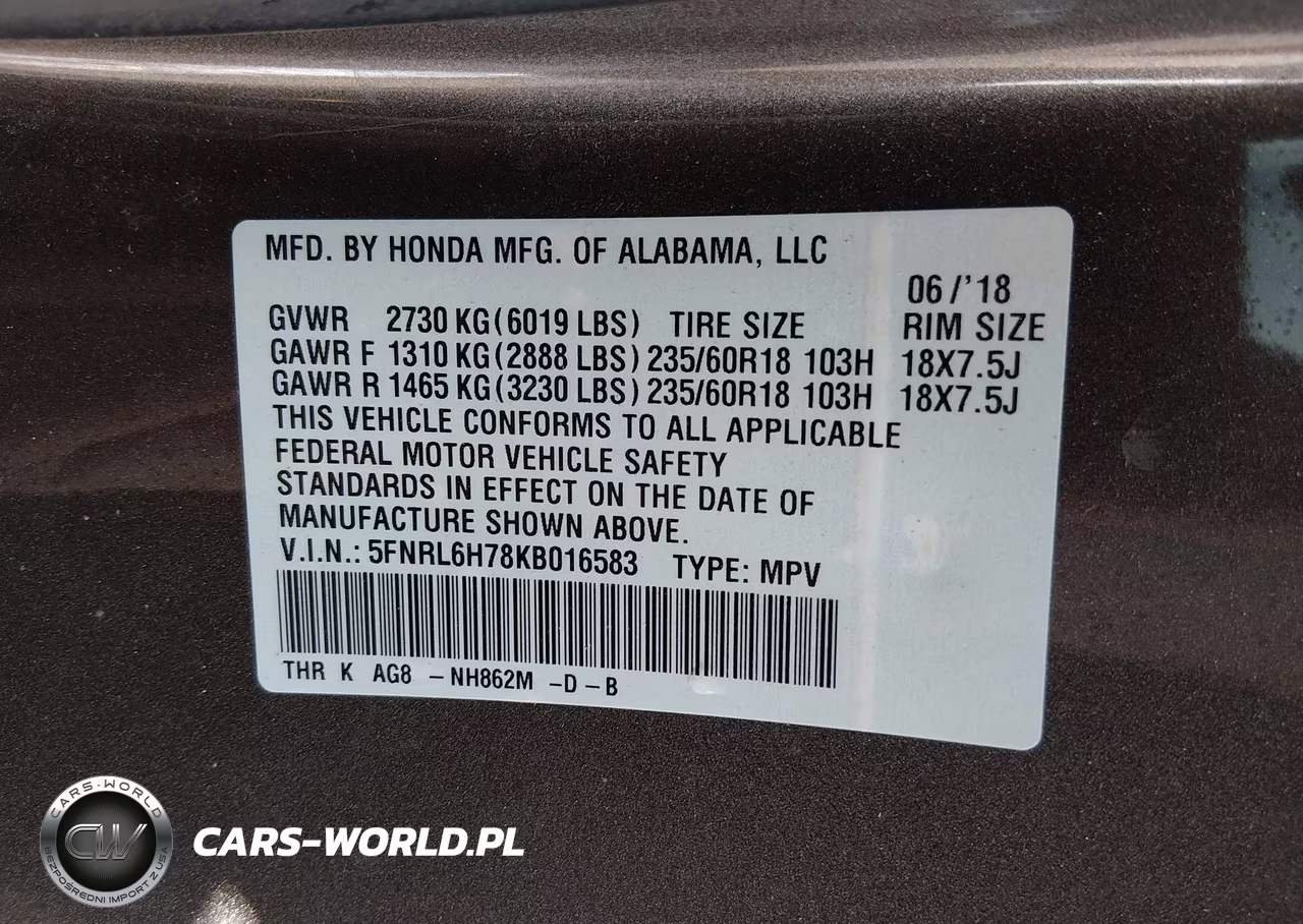 2019 Honda Odyssey Ex-L VIN:5FNRL6H78KB016583 - 9