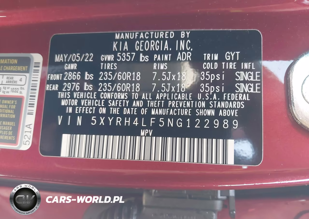 2022 Kia Sorento Ex VIN:5XYRH4LF5NG122989 - 9