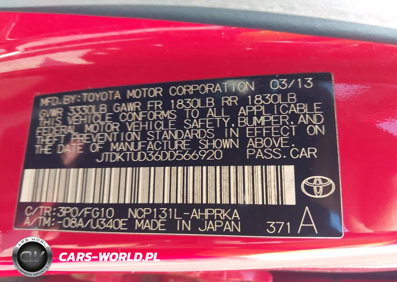 2013 Toyota Yaris Le VIN:JTDKTUD36DD566920 - 9