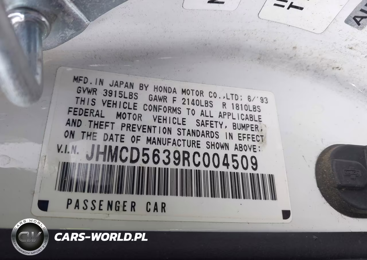 1994 Honda Accord Lx VIN:JHMCD5639RC004509 - 9