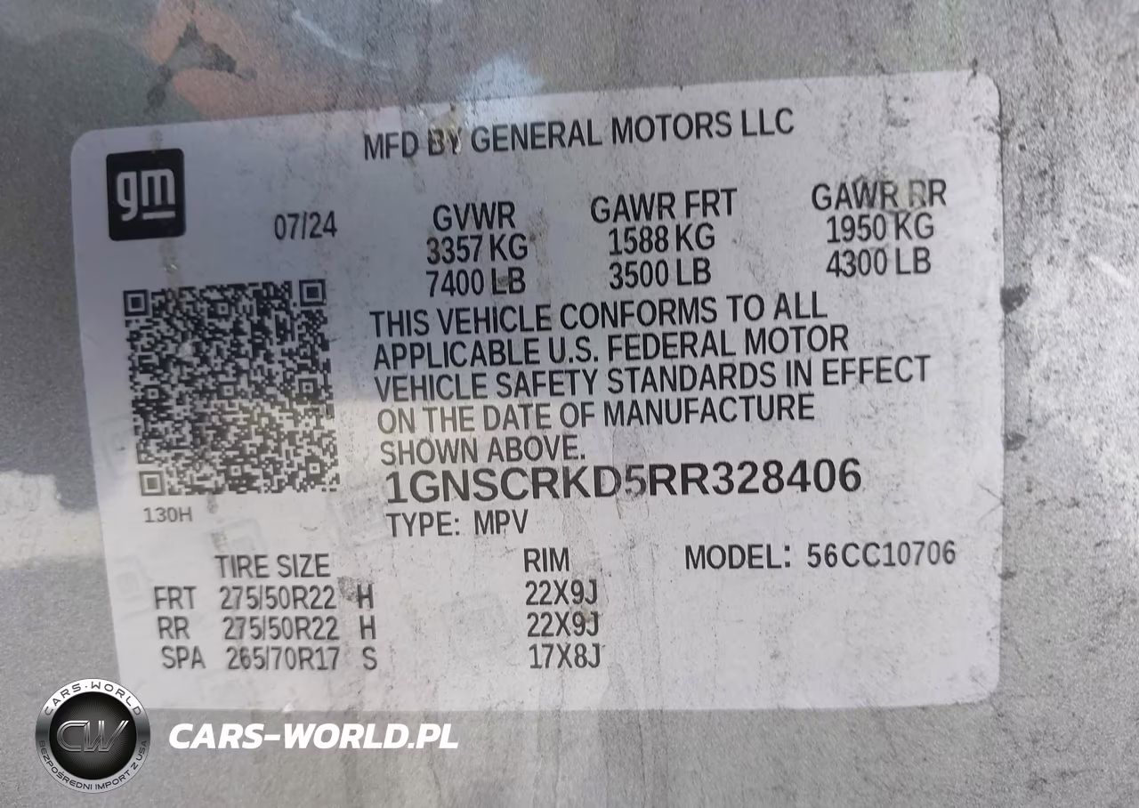 2024 Chevrolet Tahoe 2Wd Rst VIN:1GNSCRKD5RR328406 - 9