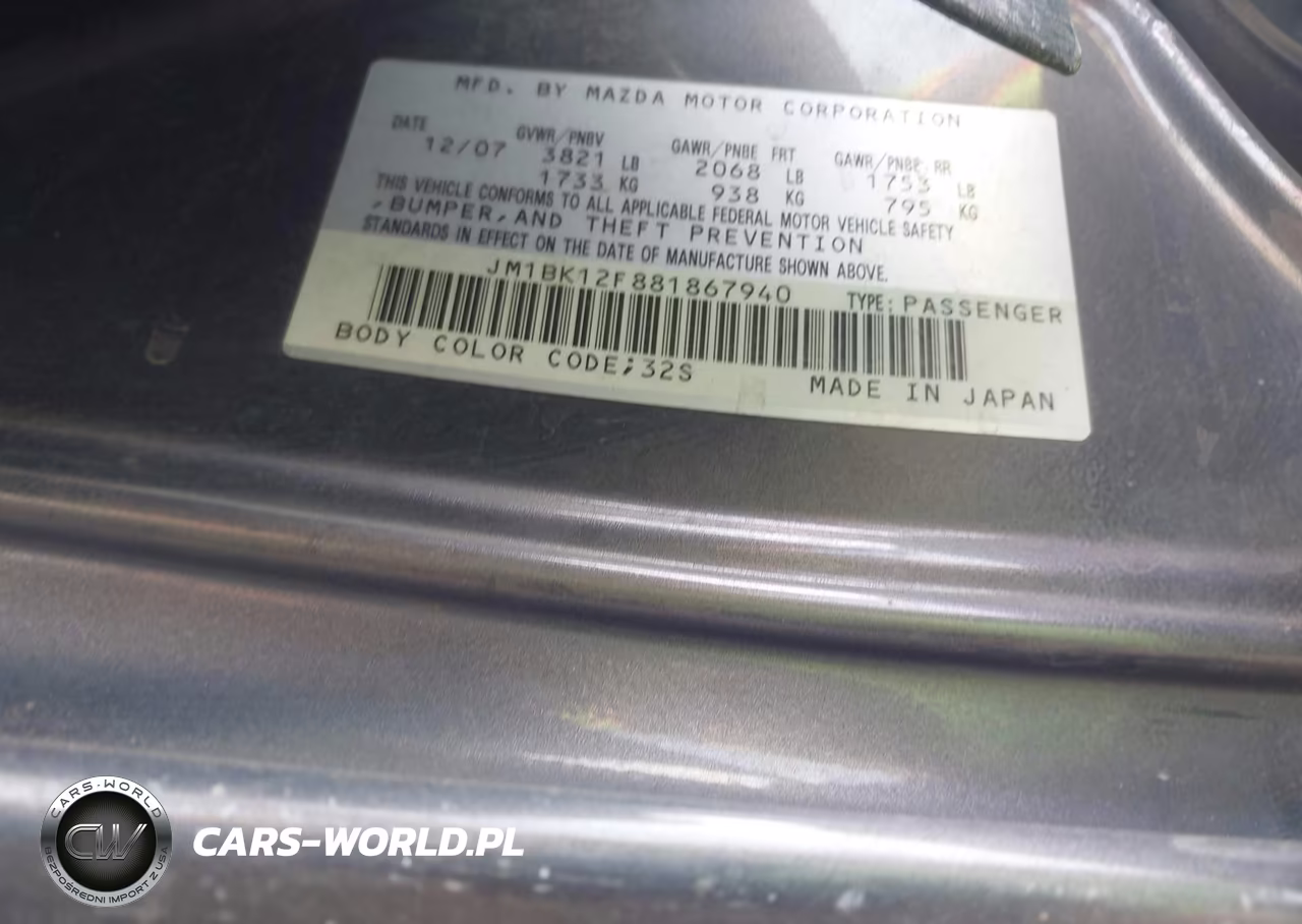 2008 Mazda Mazda3 I VIN:JM1BK12F881867940 - 9
