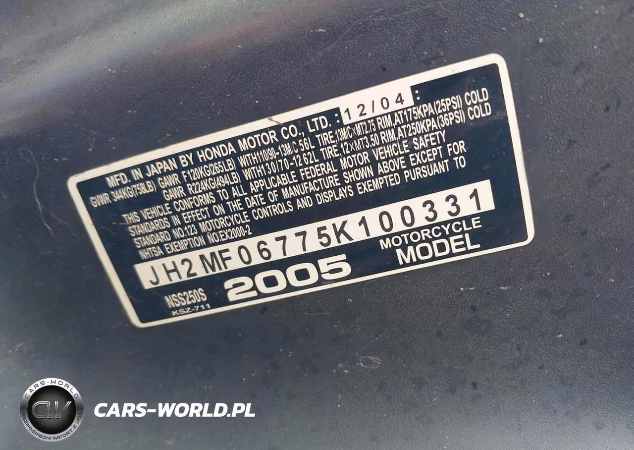 2005 Honda Nss250 S VIN:JH2MF06775K100331 - 10