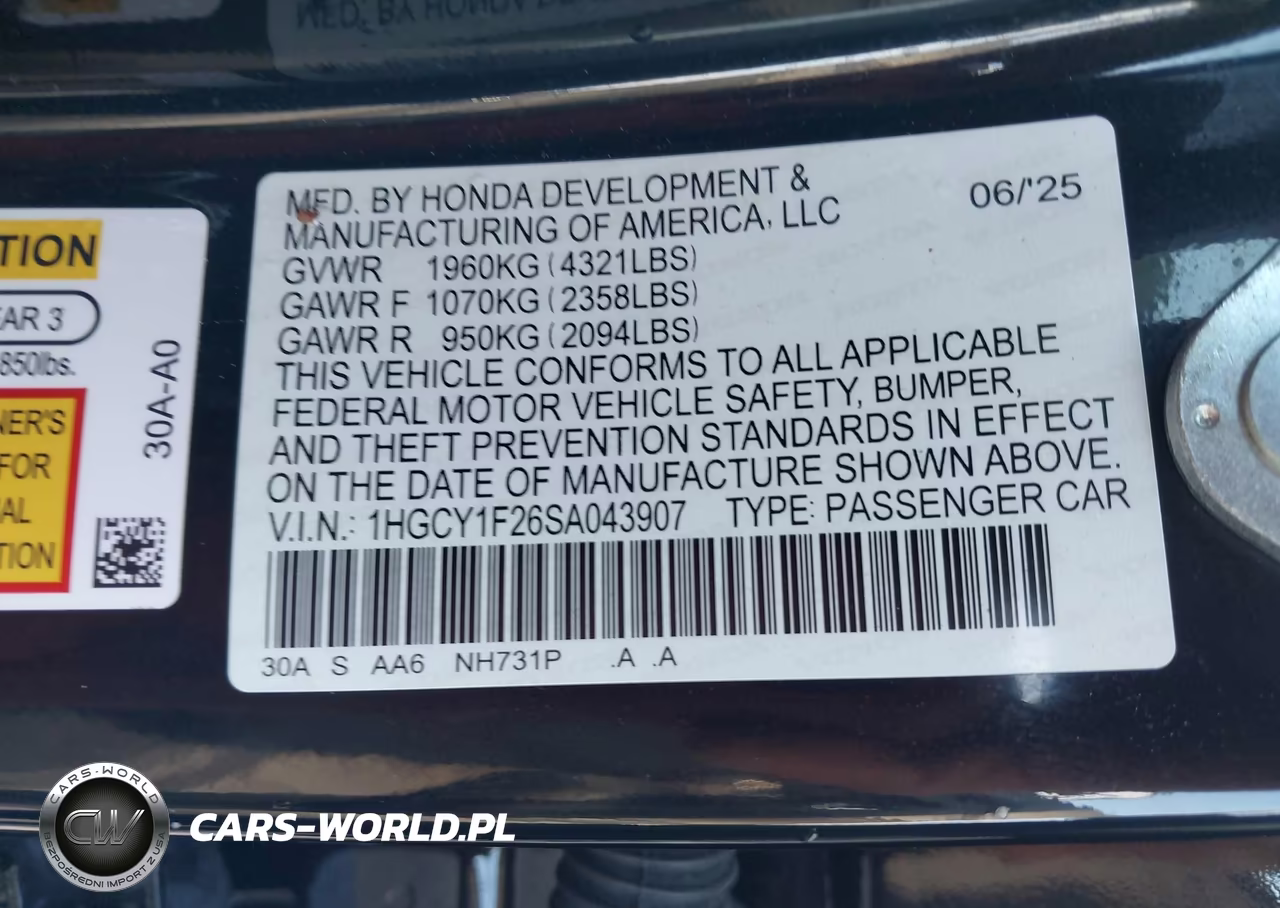2025 Honda Accord Lx VIN:1HGCY1F26SA043907 - 9