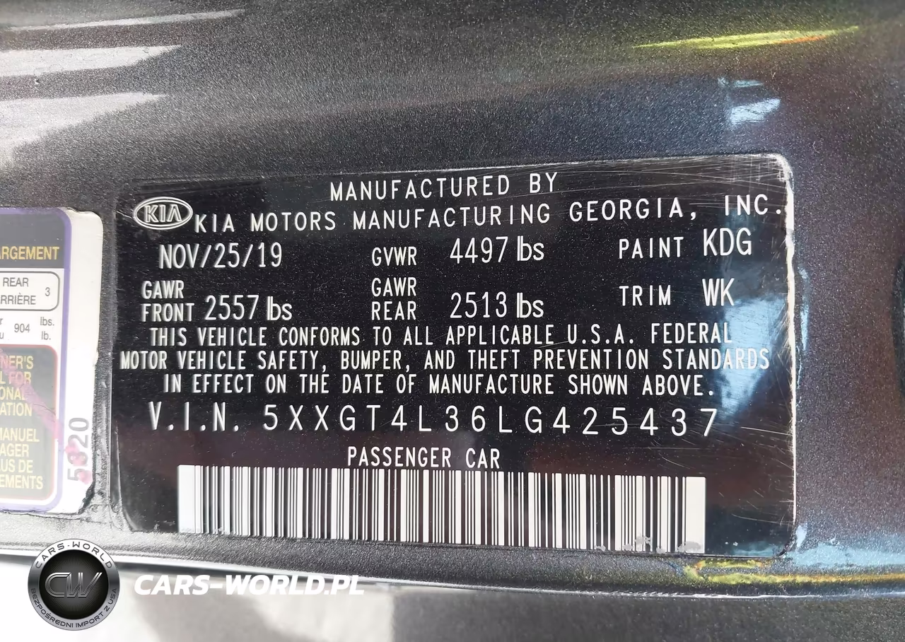 2020 Kia Optima S VIN:5XXGT4L36LG425437 - 9