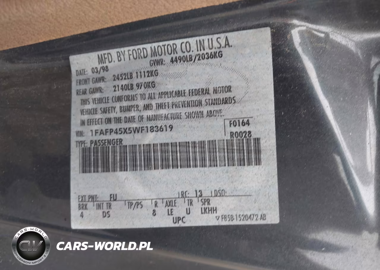 1998 Ford Mustang Gt VIN:1FAFP45X5WF183619 - 9