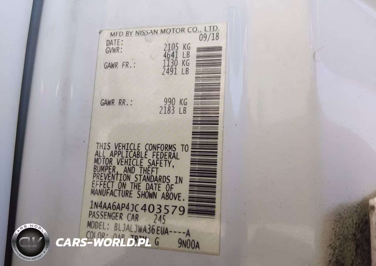 2018 Nissan Maxima 3.5 Sv VIN:1N4AA6AP4JC403579 - 9